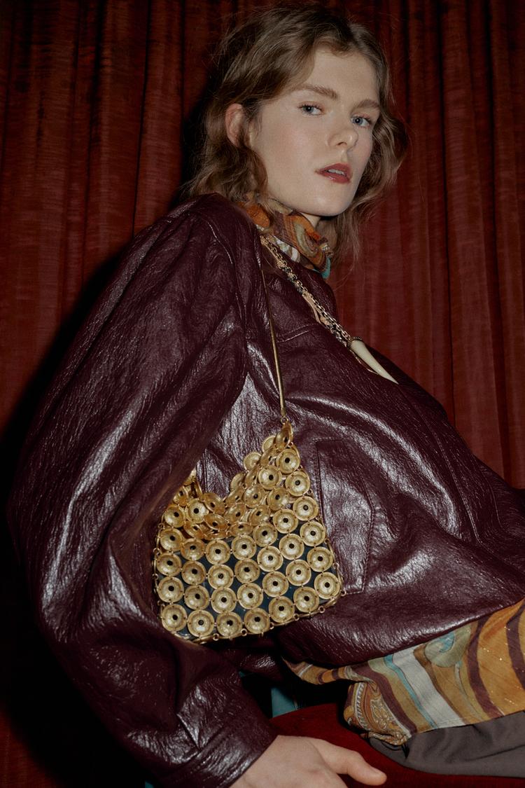 METAL APPLIQUÉ BUCKET BAG Gold ZARA Thailand