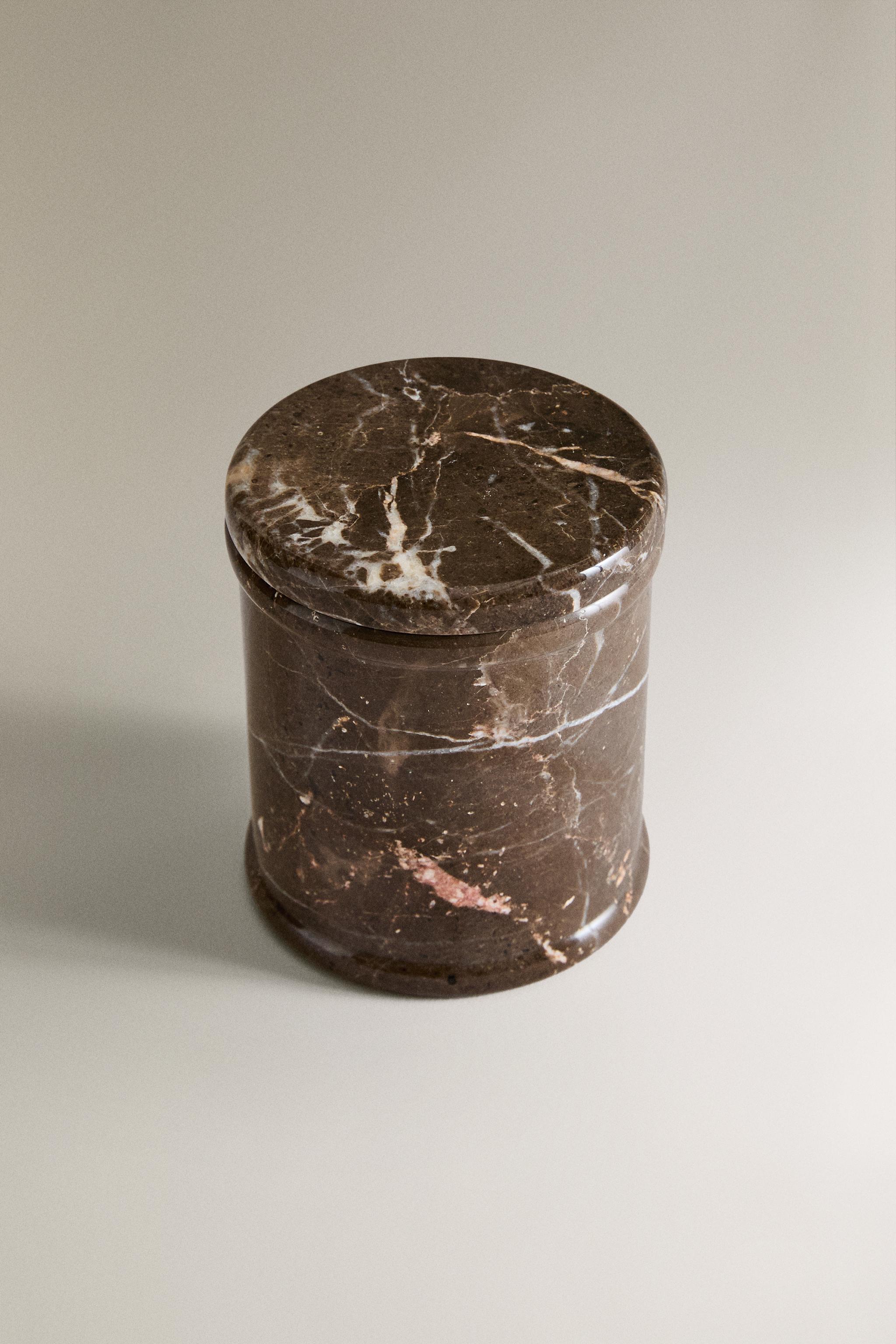 MARBLE CANDLE CONTAINER WITH LID