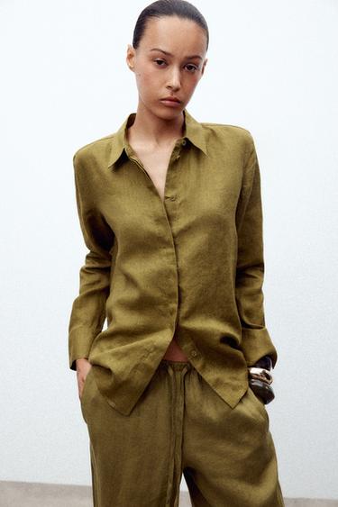 CAMISA DE LLI 100% ZW COLLECTION - Oliva de Zara