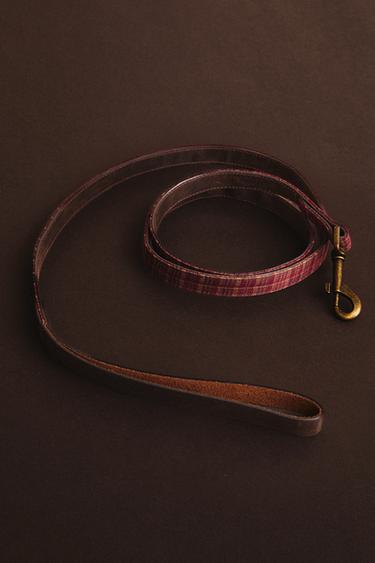 LEATHER CHRISTMAS DOG LEAD - Burgundy by Zara