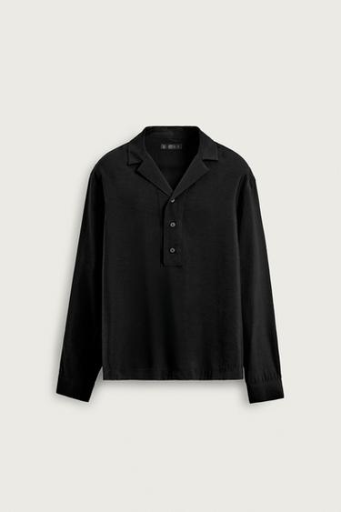 CAMISA POLO FLUIDA - Preto da Zara
