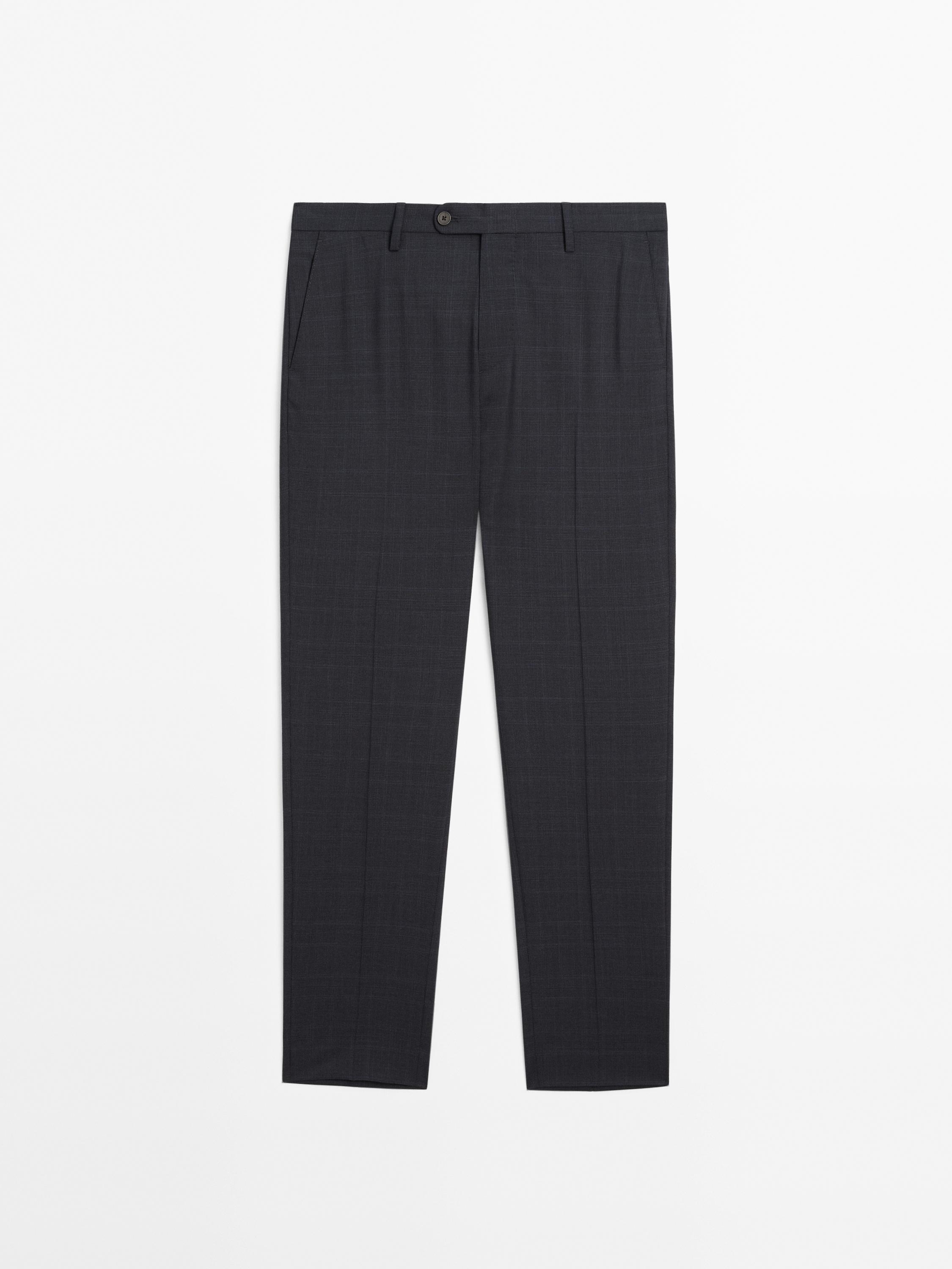 Pantalon de costume à carreaux 100 % laine