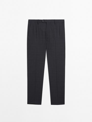Pantalon de costume à carreaux 100 % laine - Bleu marine de Zara