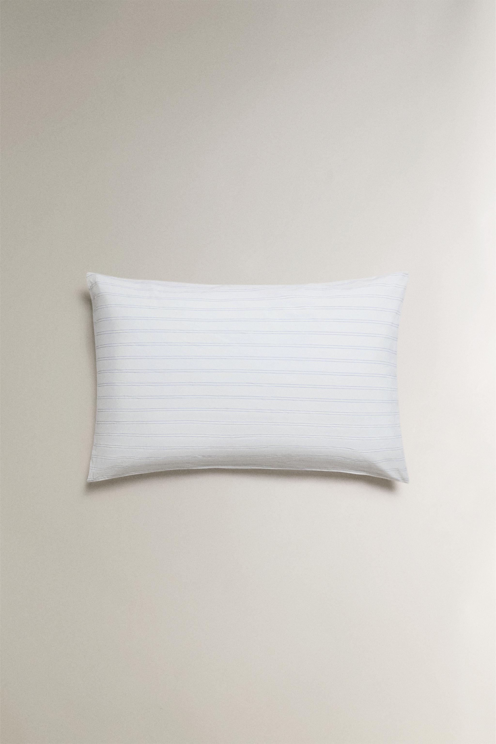 TAIE D’OREILLER DOUBLE RAYURES EN COTON