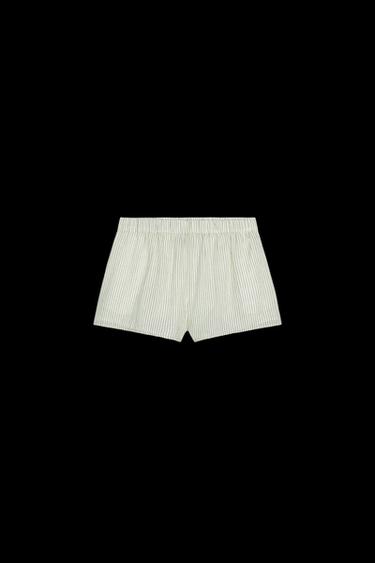 PYJAMA-SHORTS AUS GASE - Seegrün von Zara