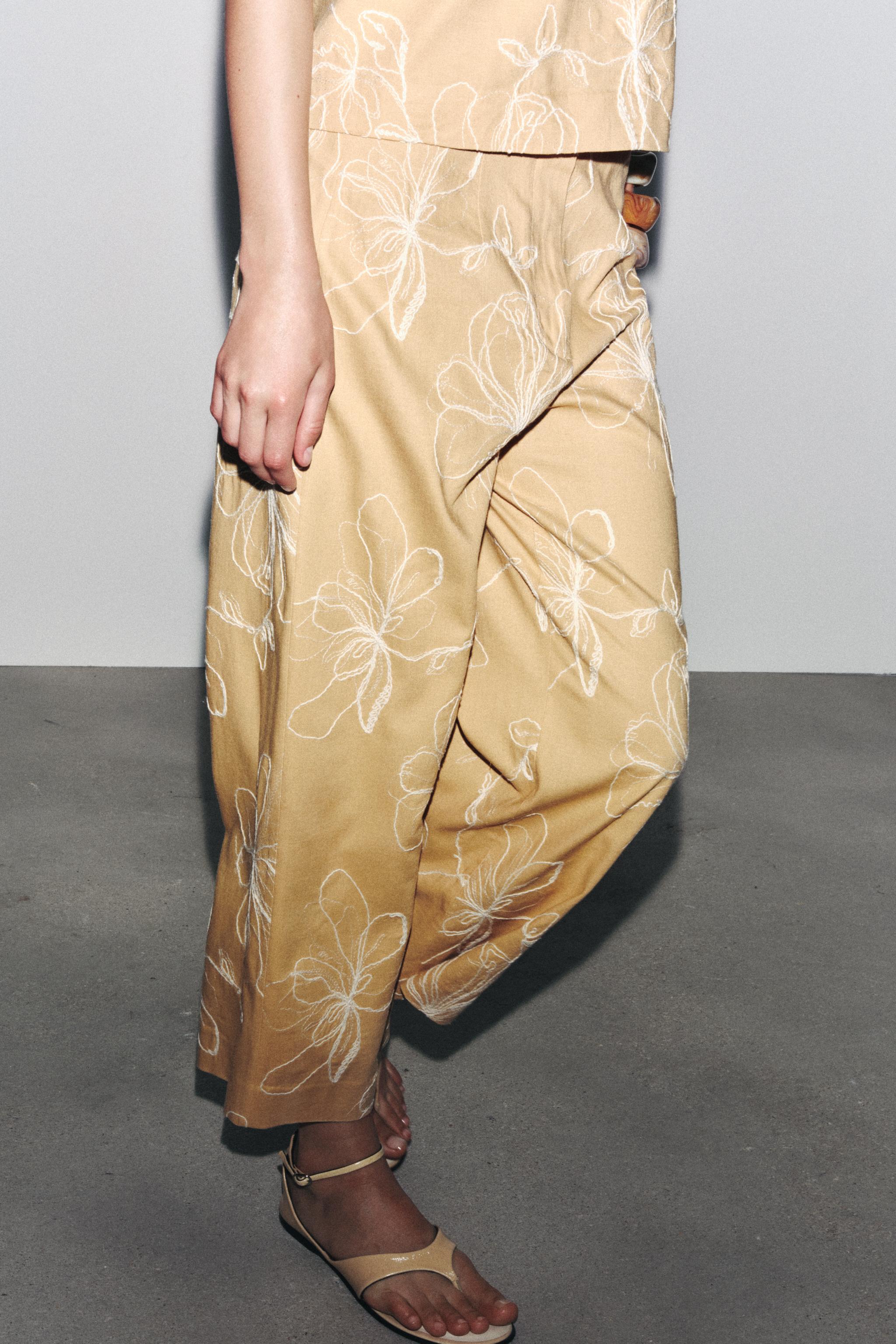ZW COLLECTION EMBROIDERED CULOTTES - Ecru | ZARA United States