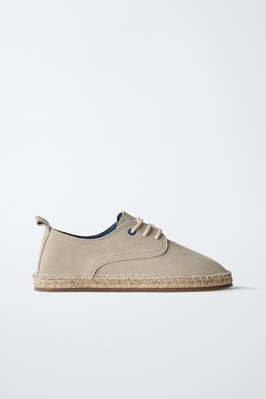 JUTE LEATHER DERBY SHOES - LIMITED EDITION - Stone Grey by Zara