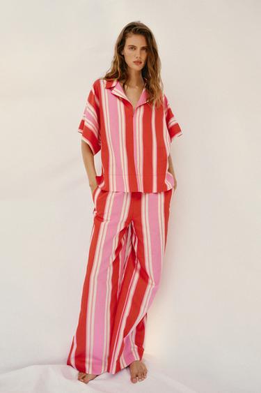 STRIPED WIDE-LEG TROUSERS - Multicoloured by Zara - Image 6