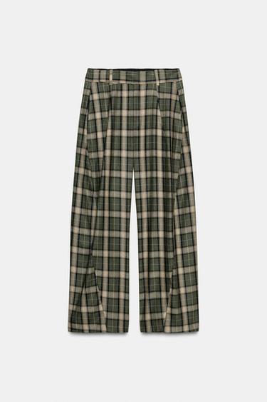 PANTALON À CARREAUX AVEC LAINE ZW COLLECTION - Marron foncé de Zara - Image 6