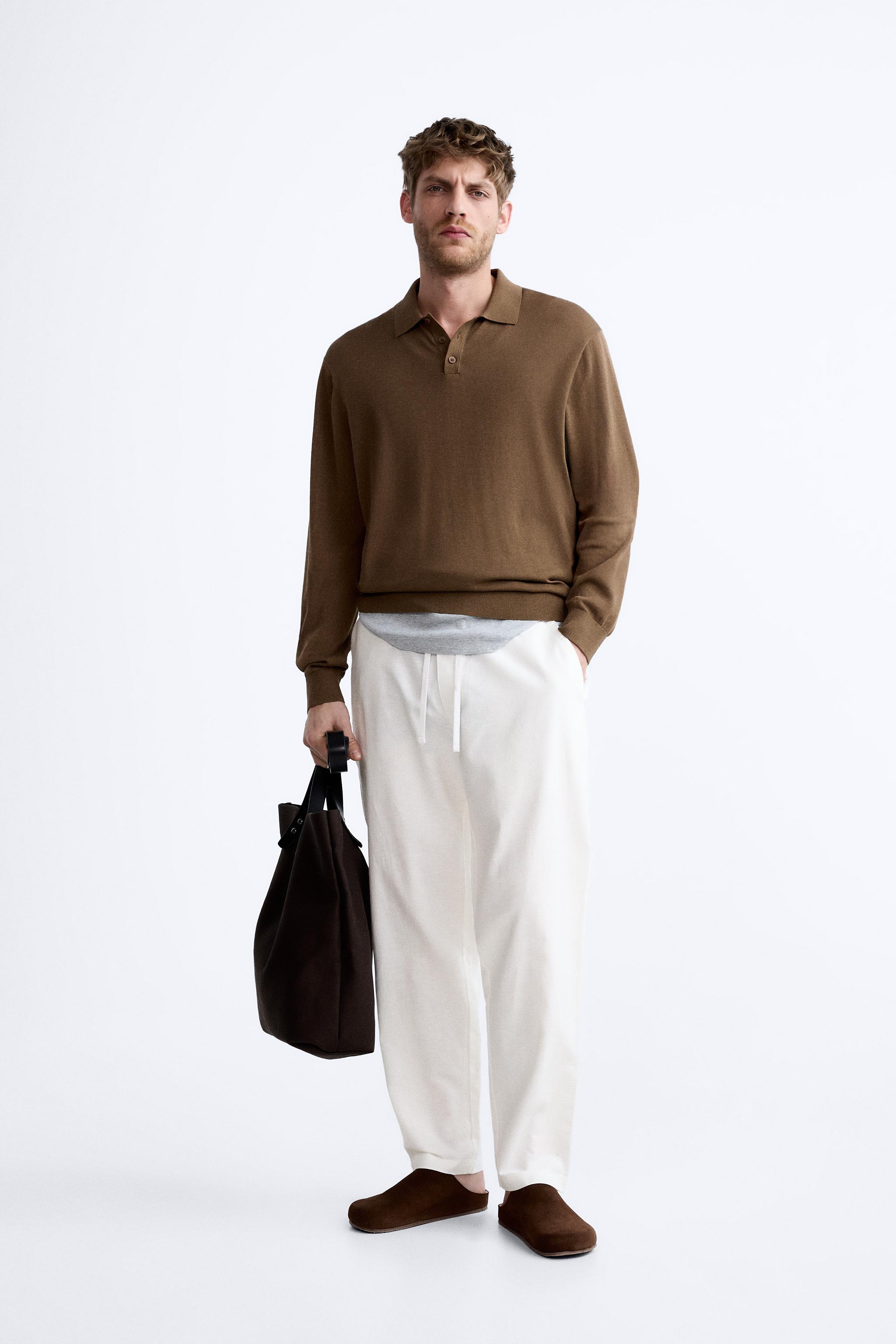 COTTON - LINEN PANTS - Oyster-white