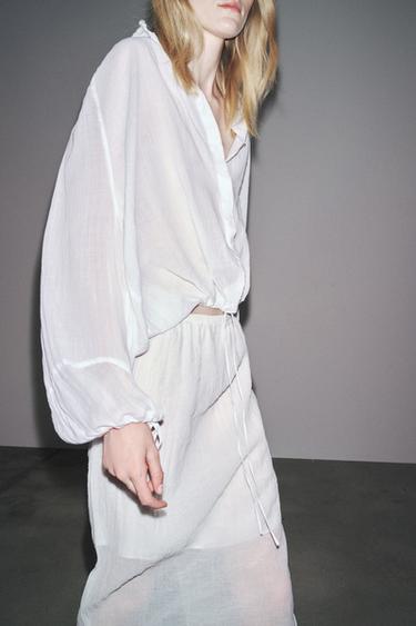 საშუალო სიგრძის ქვედაბოლო გამჭვირვალე ZW COLLECTION - Zara-ს Oyster-white