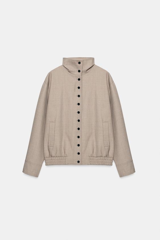 VESTE AVEC LAINE ZW COLLECTION - Gris clair de Zara - Image 5