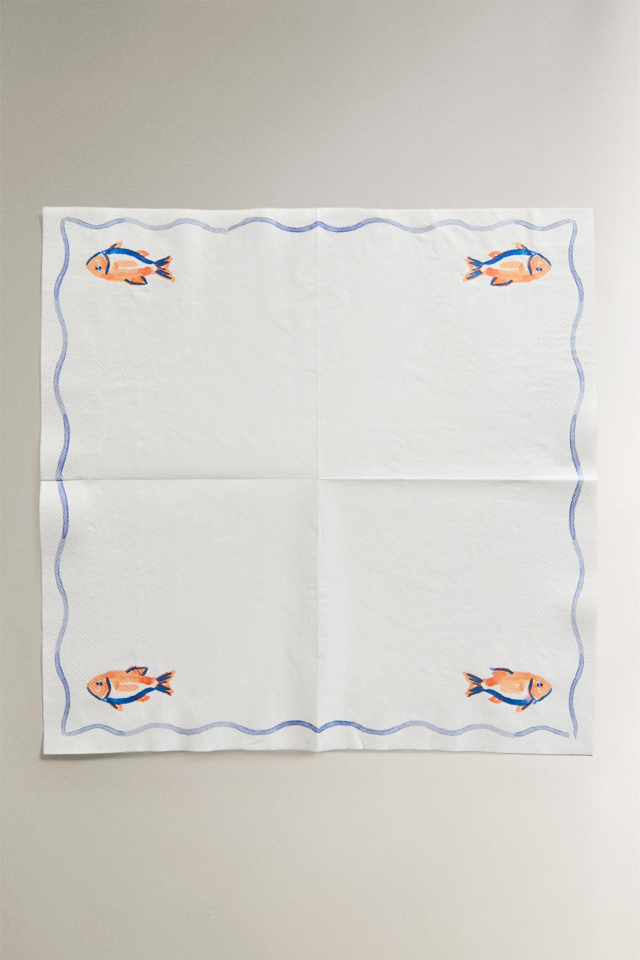 LOT DE SERVIETTES DE TABLE EN PAPIER POISSON (LOT DE 20)