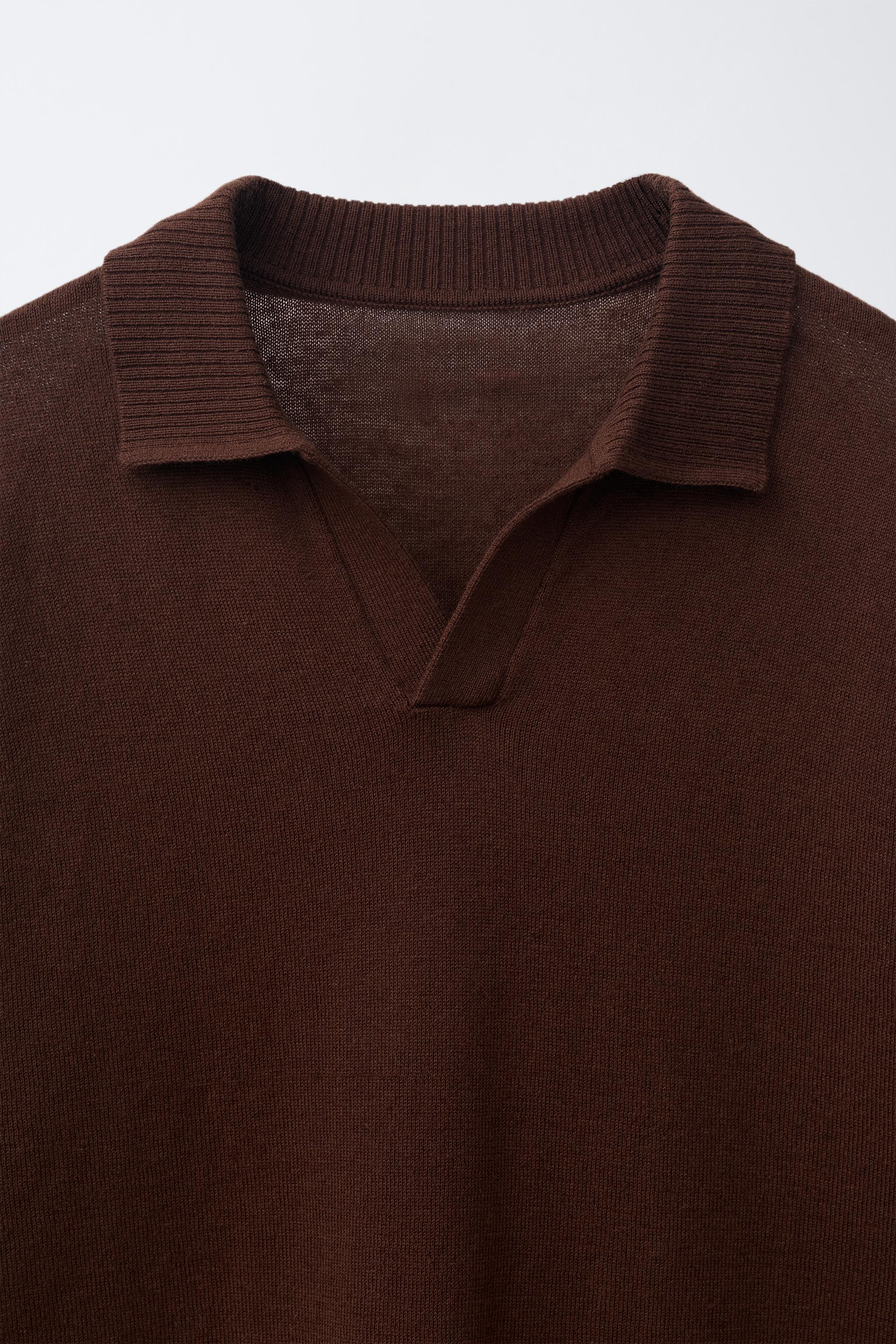COTTON AND LINEN POLO SHIRT - Blue | ZARA United States