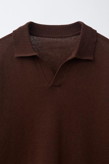 POLO EN COTON ET LIN - Marron de Zara - Image 2