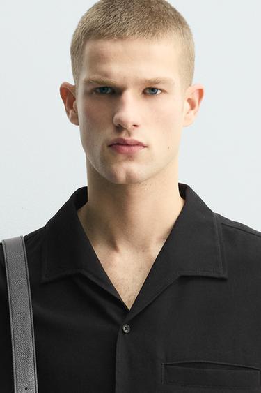 Zara RELAXED FIT FLOWY SHIRT - Black