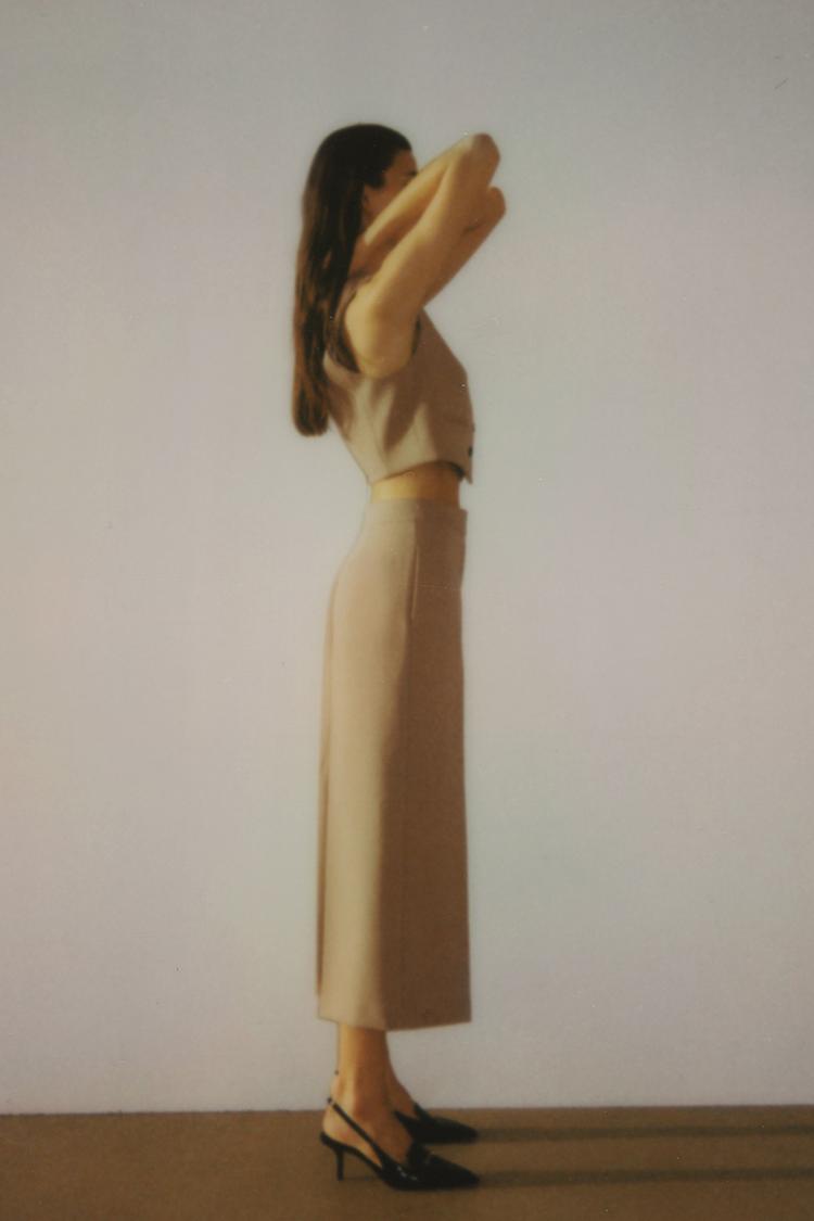 HIGH-WAIST CULOTTE TROUSERS camel ZARA Australia - Main Image