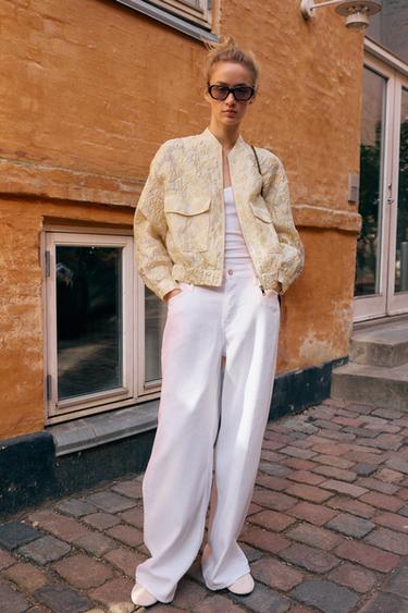 Zara BOMBER JAKNA OD ŽAKARDA – svetložuta