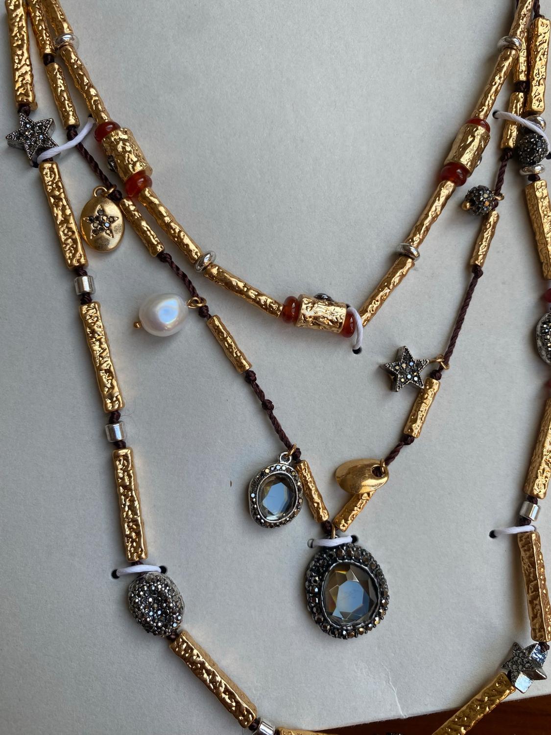 PACK OF 3 CORD NECKLACES WITH CHARMS AND JEWELS - Image 2