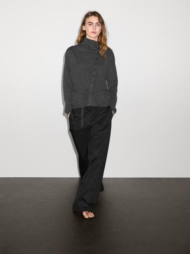Zara 100% cashmere roll neck cardigan - Anthracite grey - Image 0