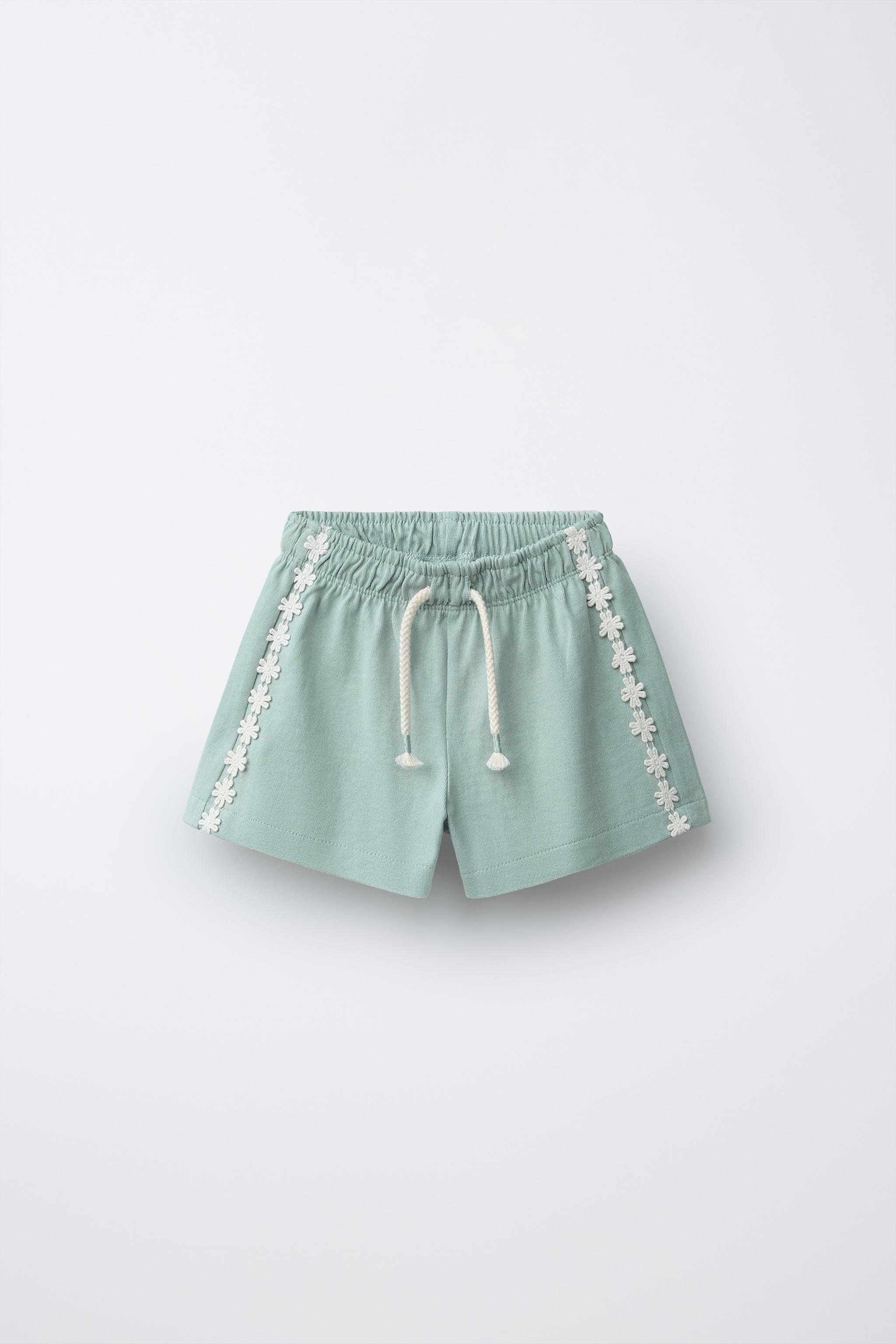 HEAVY WEIGHT FLORAL PLUSH SHORTS — Bluish