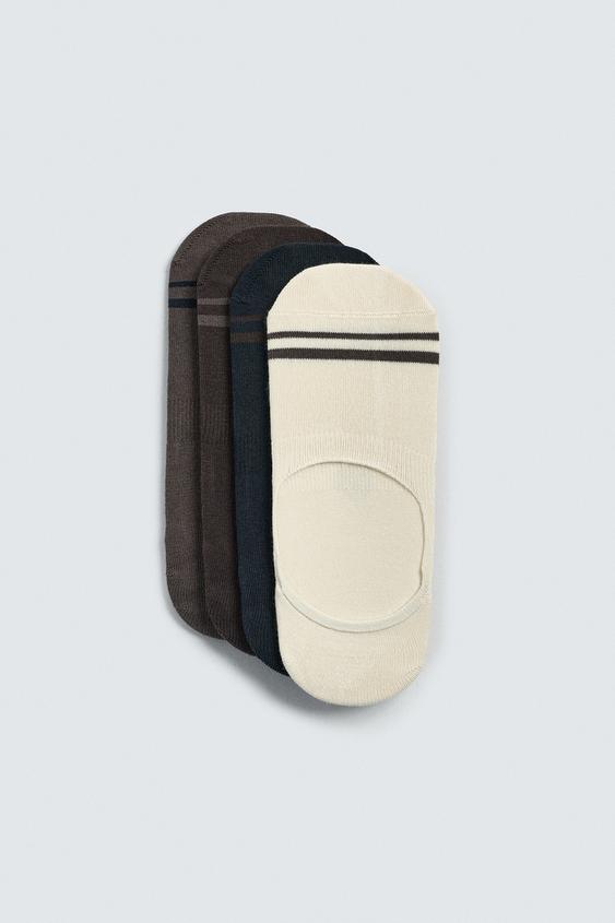 PACK OF 4 STRIPED INVISIBLE SOCKS