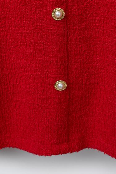 TEXTURED PINAFORE DRESS WITH BUTTONS - Red by Zara - Image 3