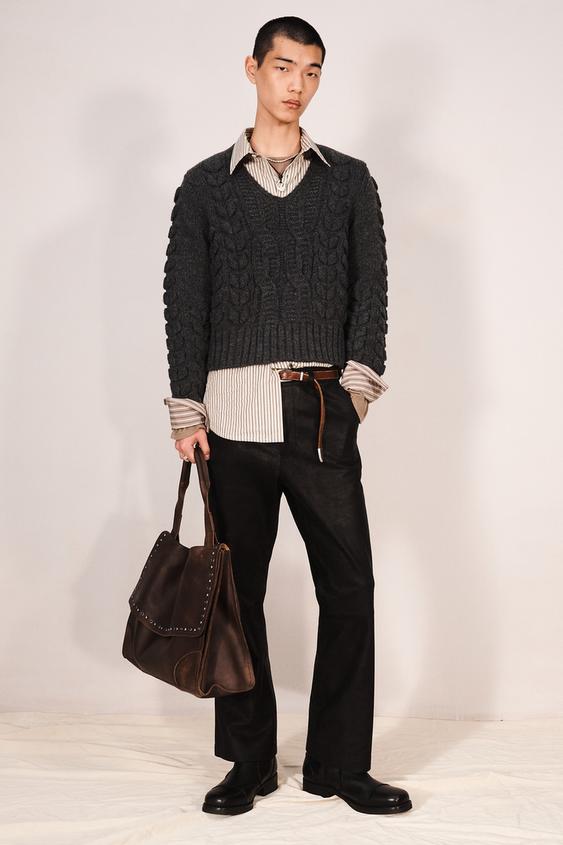 STUDDED LEATHER CROSSBODY BAG - Brown by Zara - Image 0