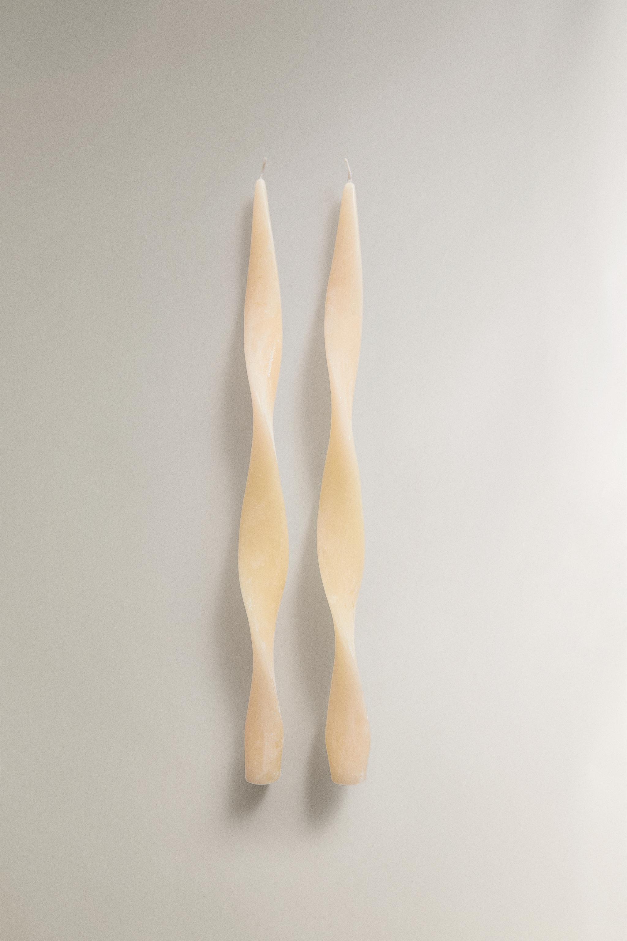 TWISTED DECORATIVE CANDLE PACK (PACK OF 2) — White