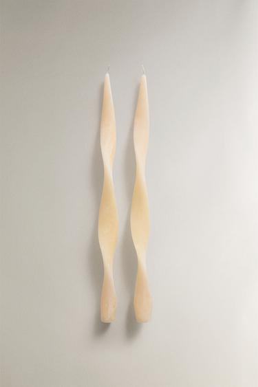 TWISTED DECORATIVE CANDLES (PACK OF 2) - White by Zara - Image 0