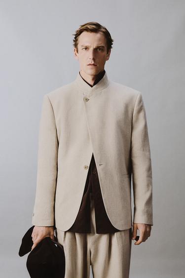 Zara RELAXED FIT DOUBLE BREASTED SUIT BLAZER - Light beige