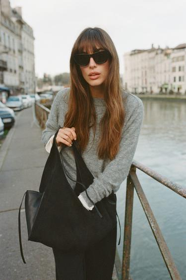 LEATHER STRAP TOTE BAG - Black by Zara - Image 0