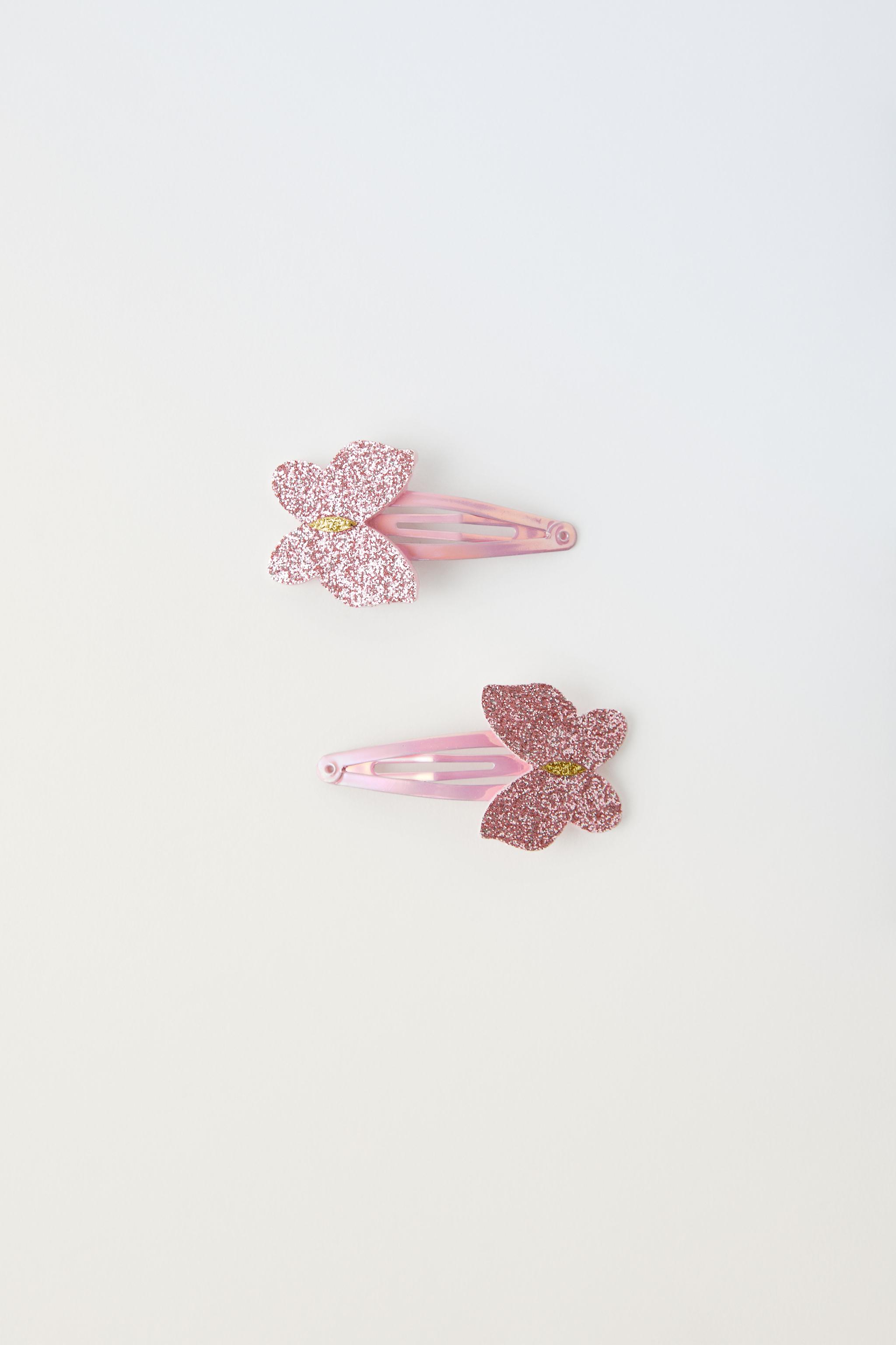 TWO PACK OF RHINESTONE BUTTERFLY CLIPS - Pink | ZARA United States