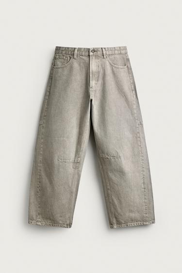 DRAWSTRING BARREL FIT TROUSERS - Grey marl by Zara