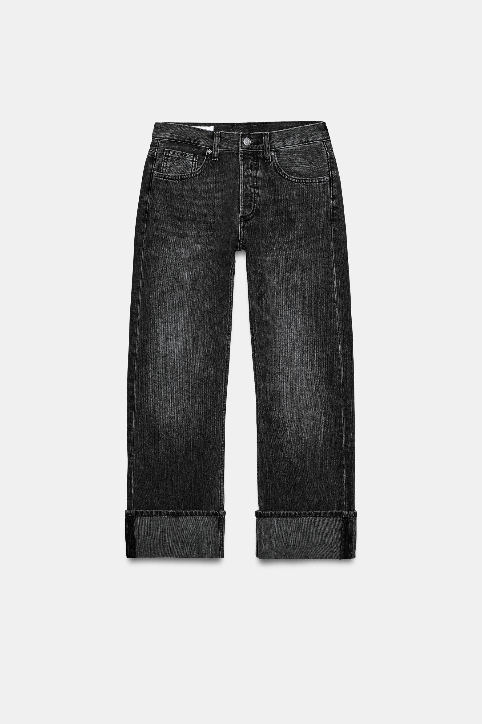 TRF MID-RISE STRAIGHT FOLDED JEANS
