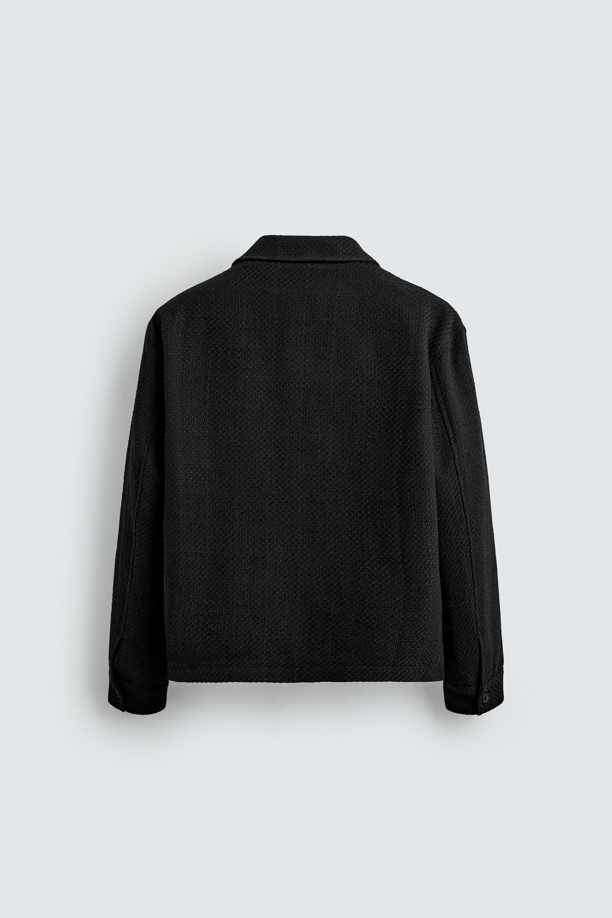 ZARA ザラ ジッパー付きテクスチャー素材シャツジャケット M ZARA - ZARA 新品 タグ付き ジッパー付きテクスチャー素材シャツ