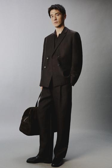 100% LINEN SUIT TROUSERS - Brown by Zara - Image 4