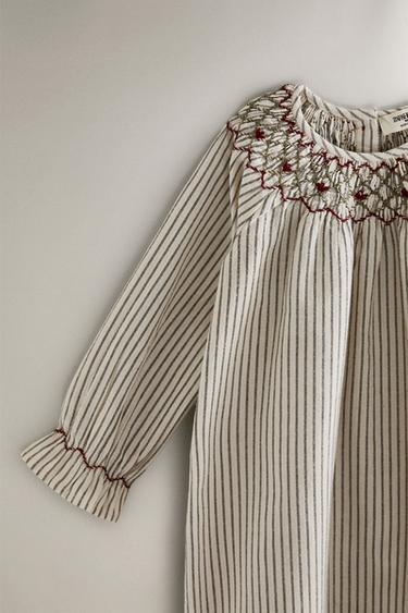 CHILDREN'S STRIPED CHRISTMAS NIGHTDRESS WITH GATHERING - Oyster-white by Zara - Image 2