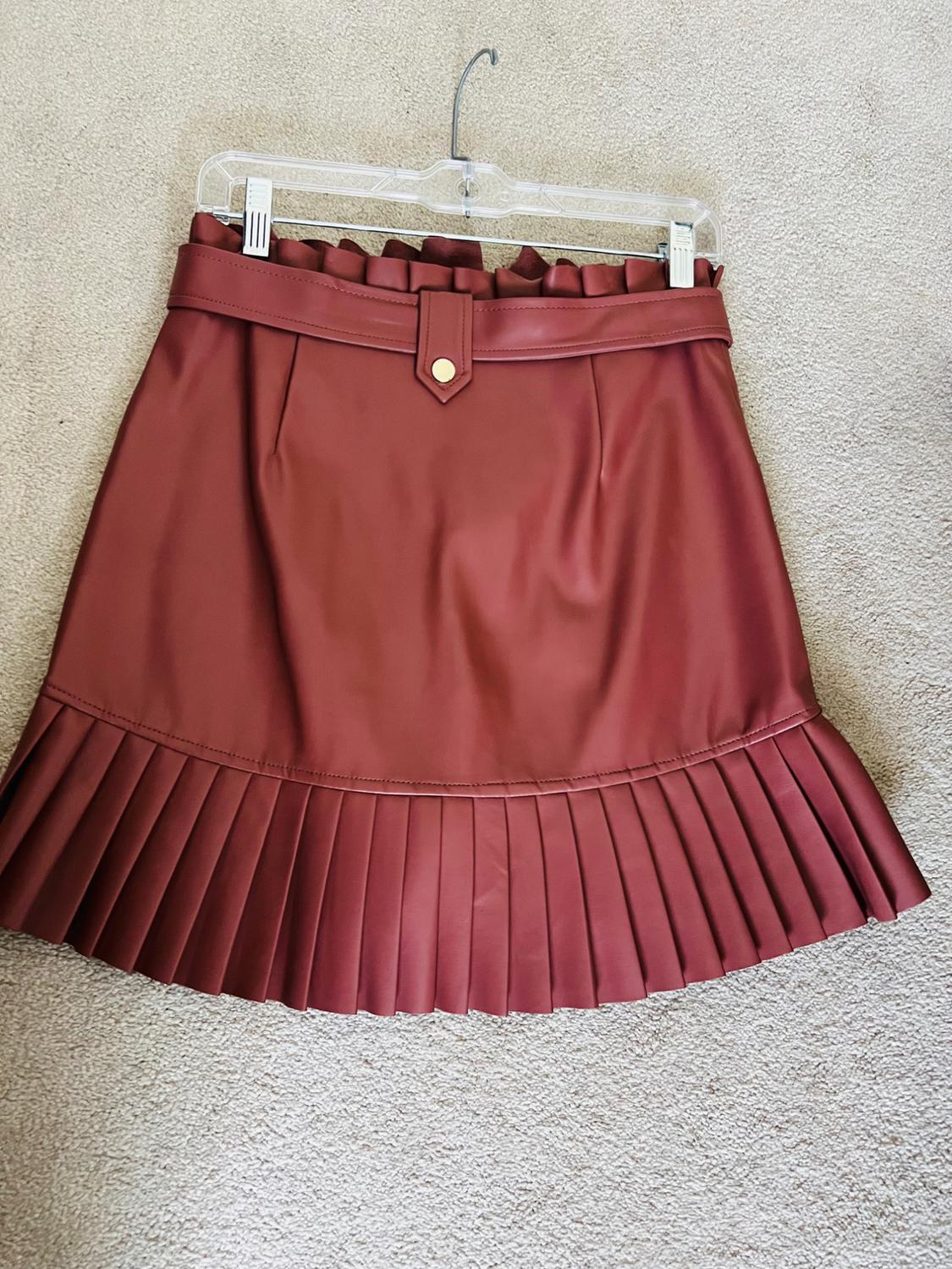 PLEATED FAUX LEATHER MINI SKIRT - Image 3