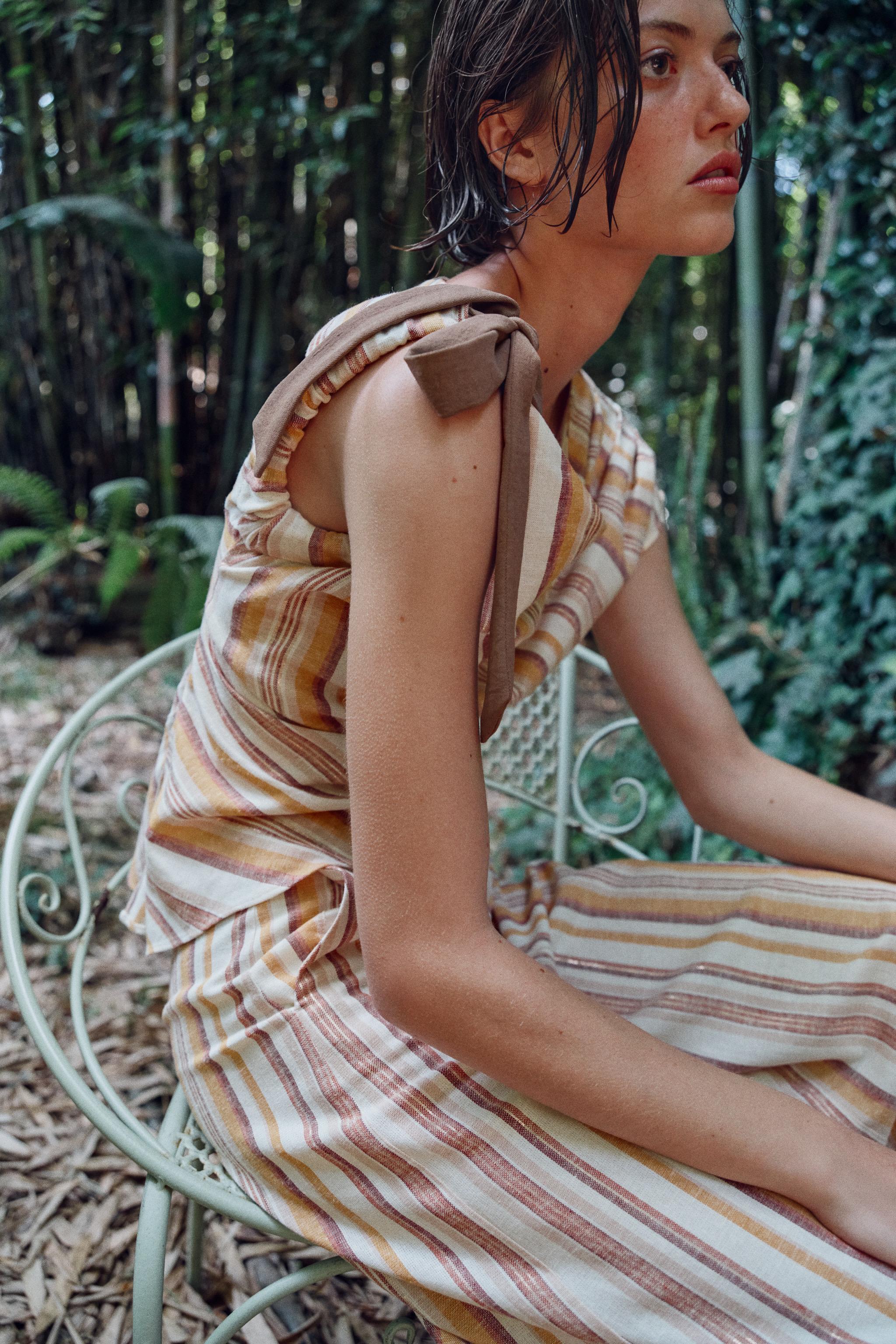 Женские рубашки Zara LINEN STRIPED TOP — фото 3