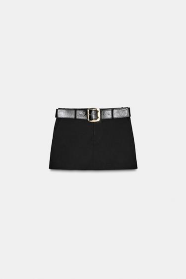 LOW-RISE BELTED SKORT - Black by Zara - Image 0