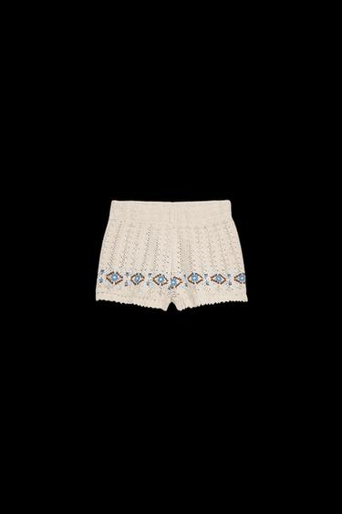 SHORTS MIT HÄKELSTICKEREI - Cremefarben von Zara - Bild 0