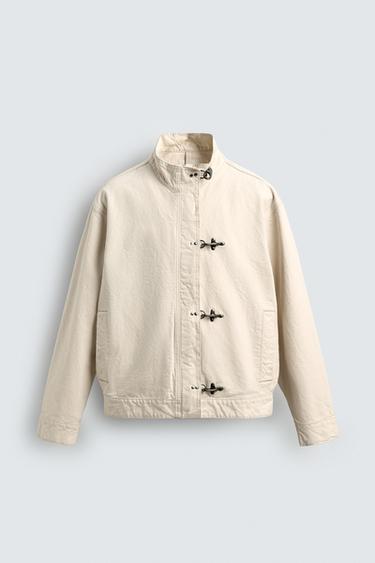 DENIM JACKET WITH FIREMAN CLASP - Ecru by Zara