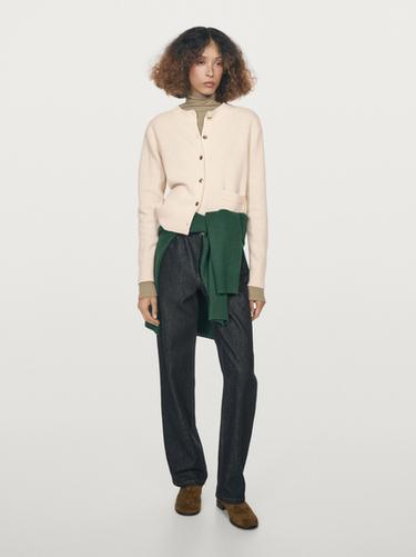 Zara Knit cardigan with gold buttons - Light beige