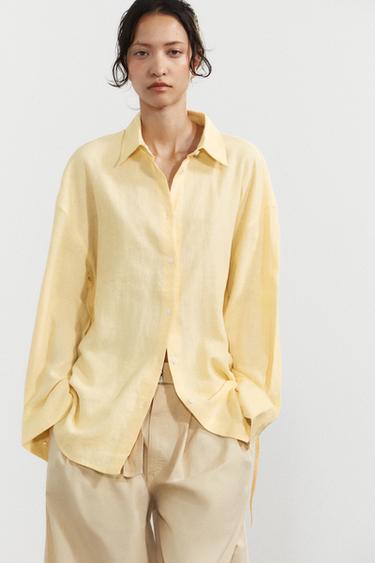 OVERSIZE LINEN BLEND SHIRT - Yellow by Zara
