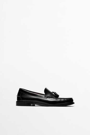 Zara Leather tassel loafer - Black