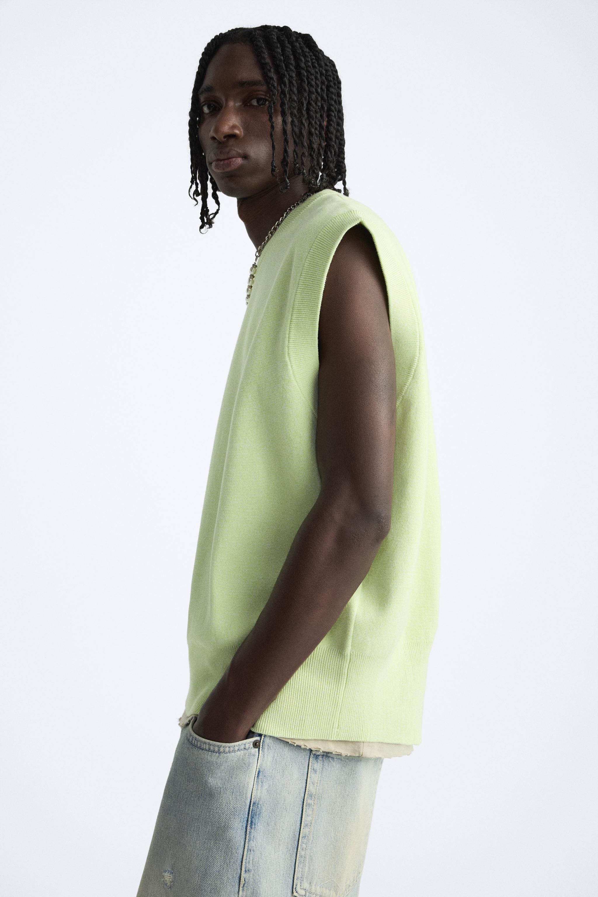 COTTON KNIT VEST - Green marl | ZARA United States