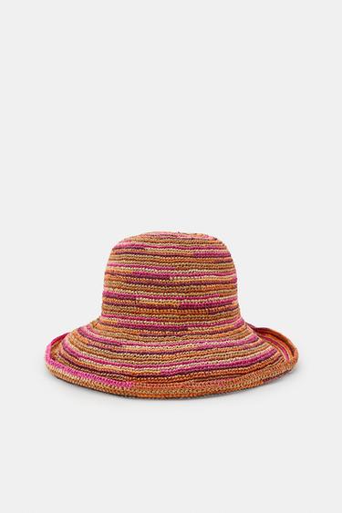 Zara COMBINED WOVEN HAT - Multicolored