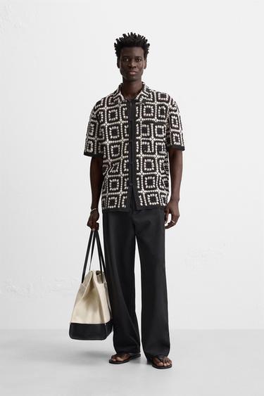 CROCHET OVERSHIRT - Black / White by Zara - Image 0