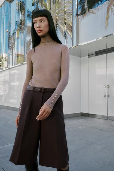 LONG BERMUDA SHORTS WITH BELT - Brown by Zara